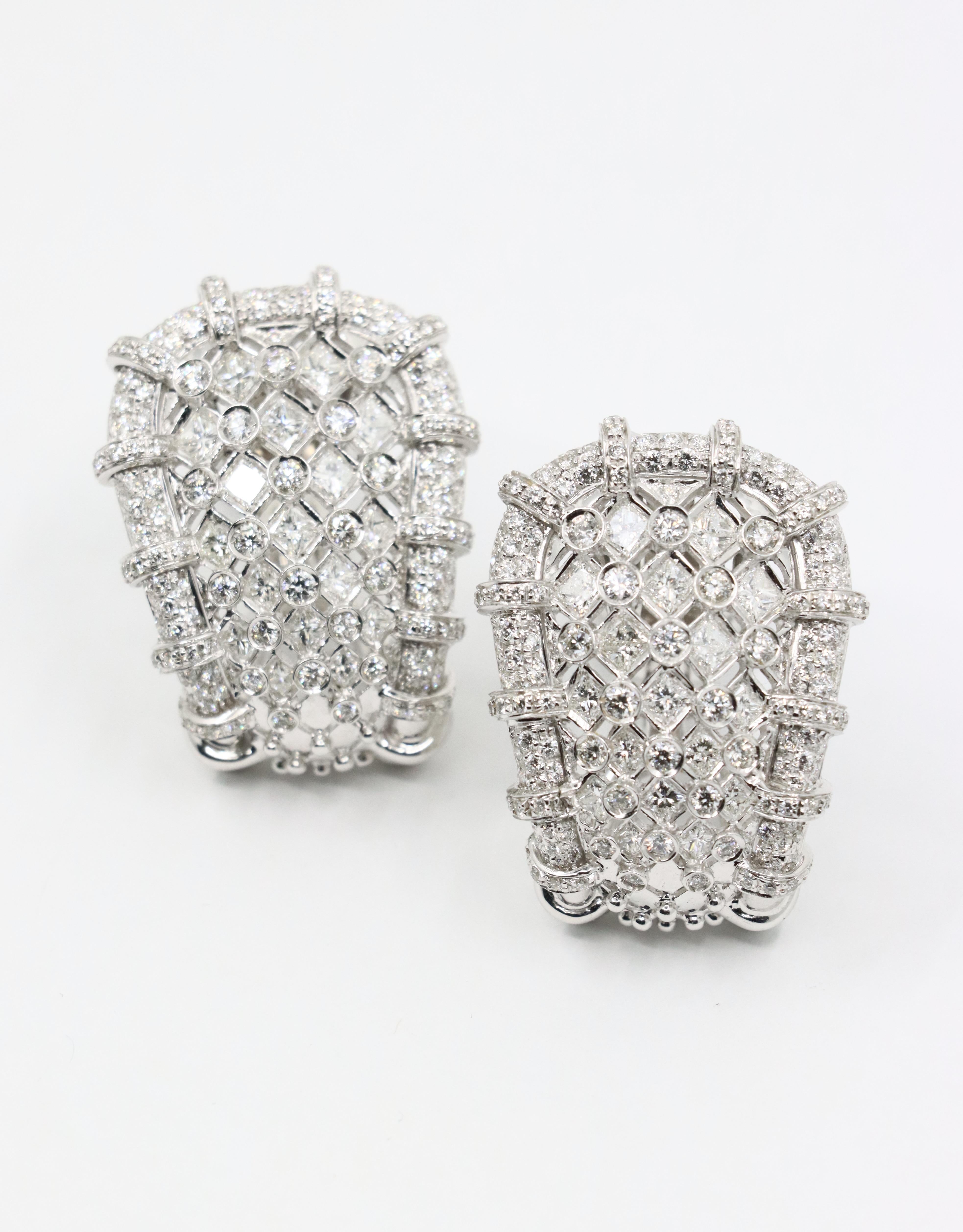 R.C.M Pendientes de Diamantes de Oro Blanco de 18 K Italiano en venta 6