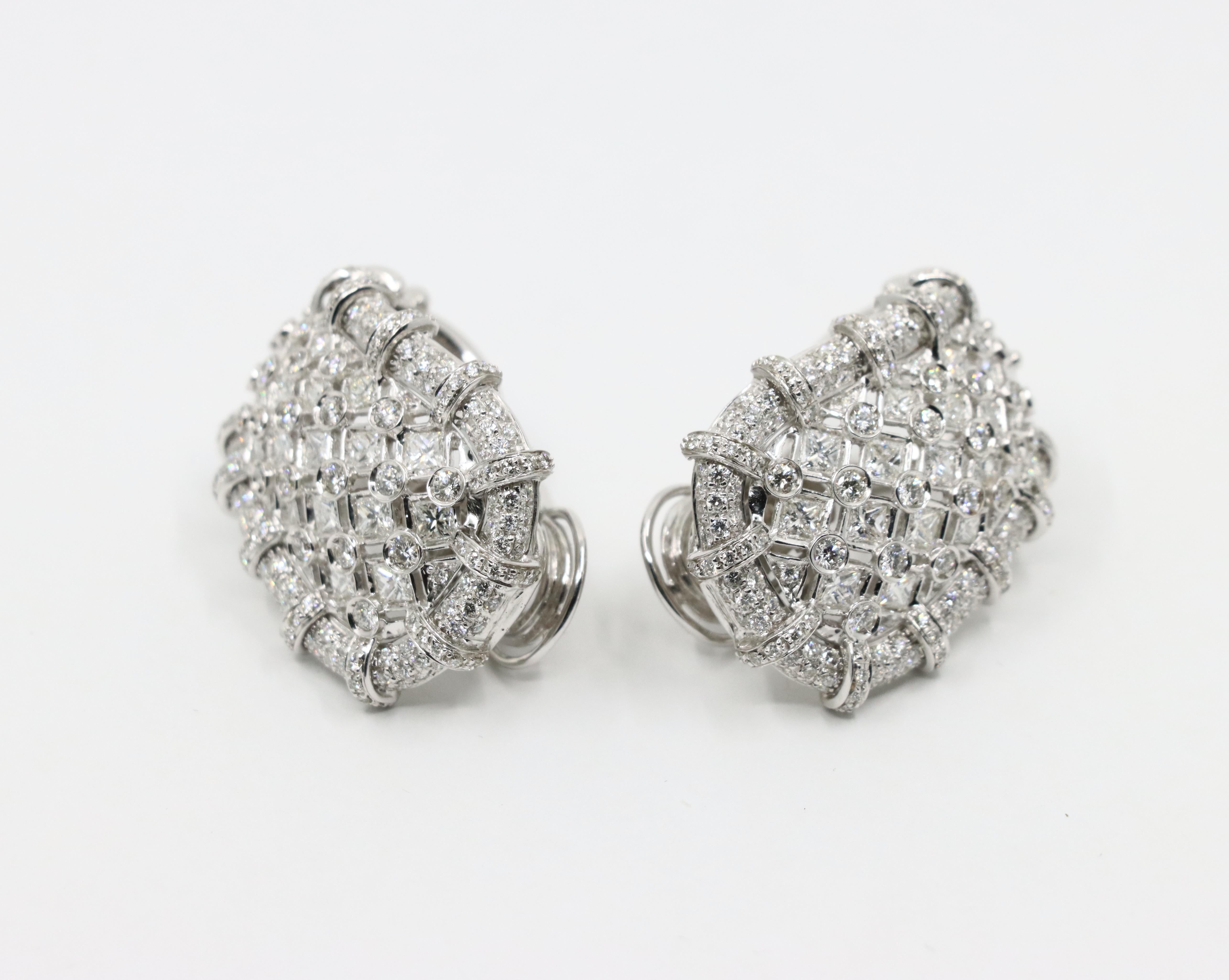 R.C.M Pendientes de Diamantes de Oro Blanco de 18 K Italiano en venta 8