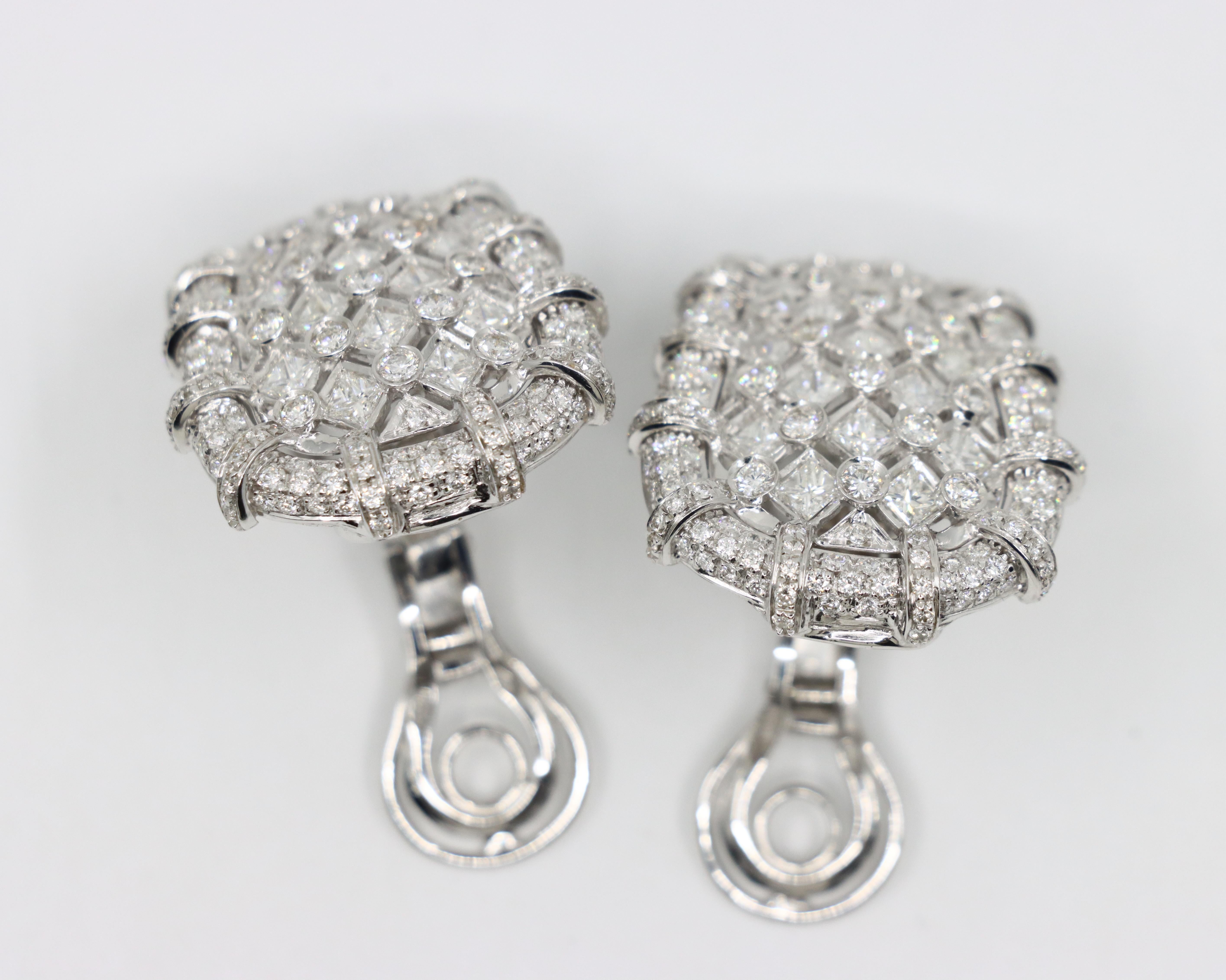 R.C.M Pendientes de Diamantes de Oro Blanco de 18 K Italiano en venta 9