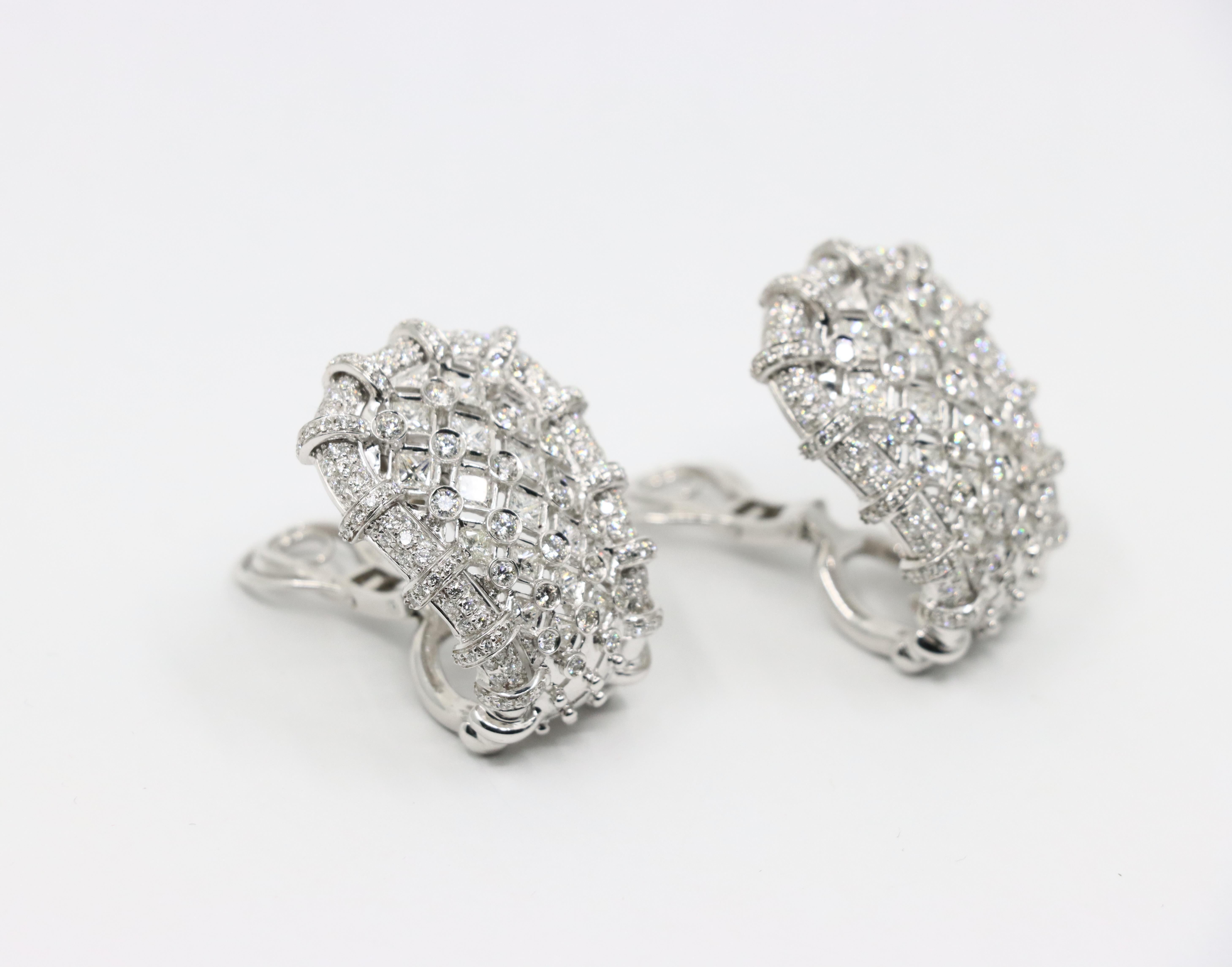 R.C.M Pendientes de Diamantes de Oro Blanco de 18 K Italiano en Bueno estado para la venta en Flushing, NY