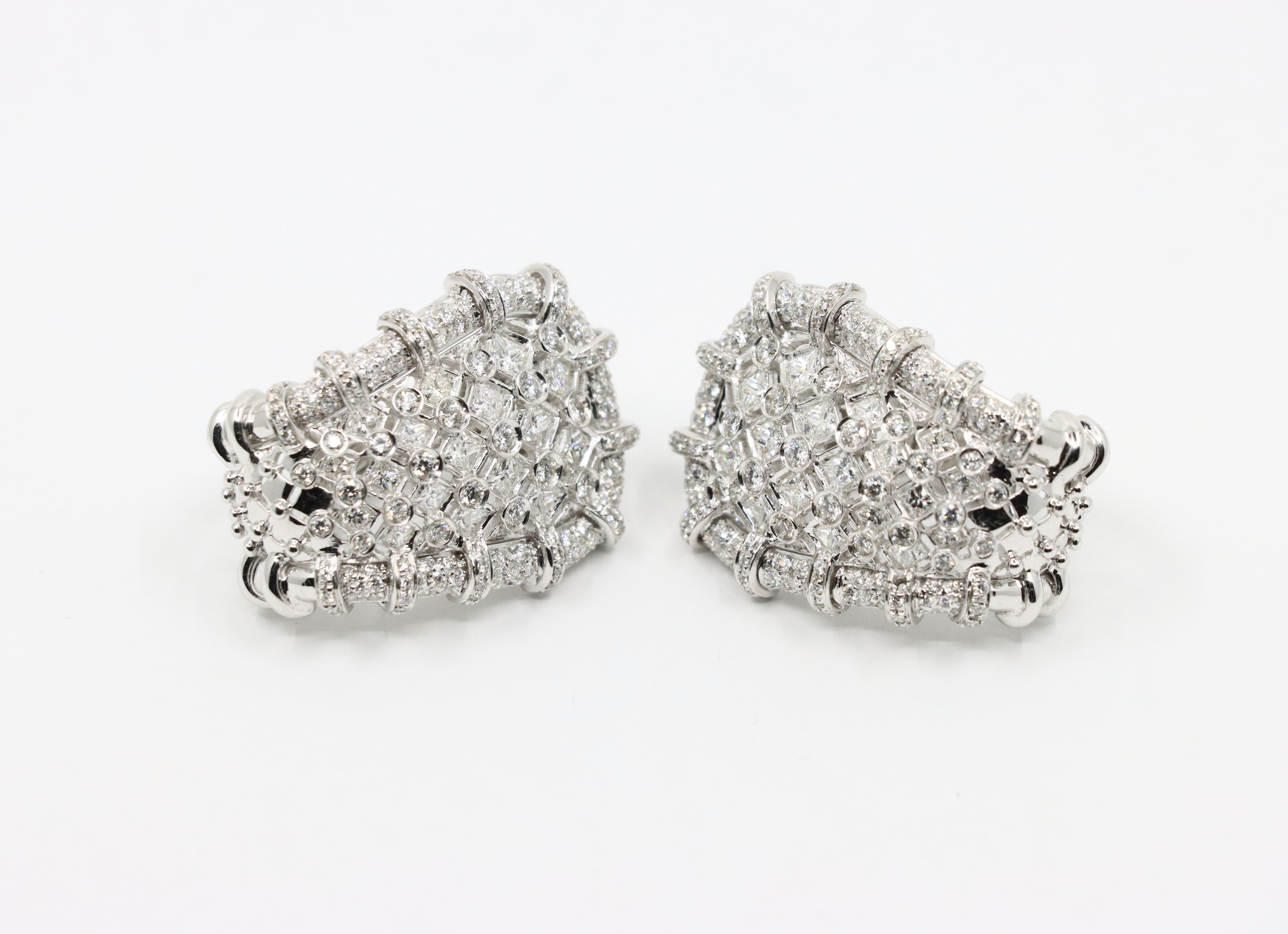 R.C.M Pendientes de Diamantes de Oro Blanco de 18 K Italiano en venta 1