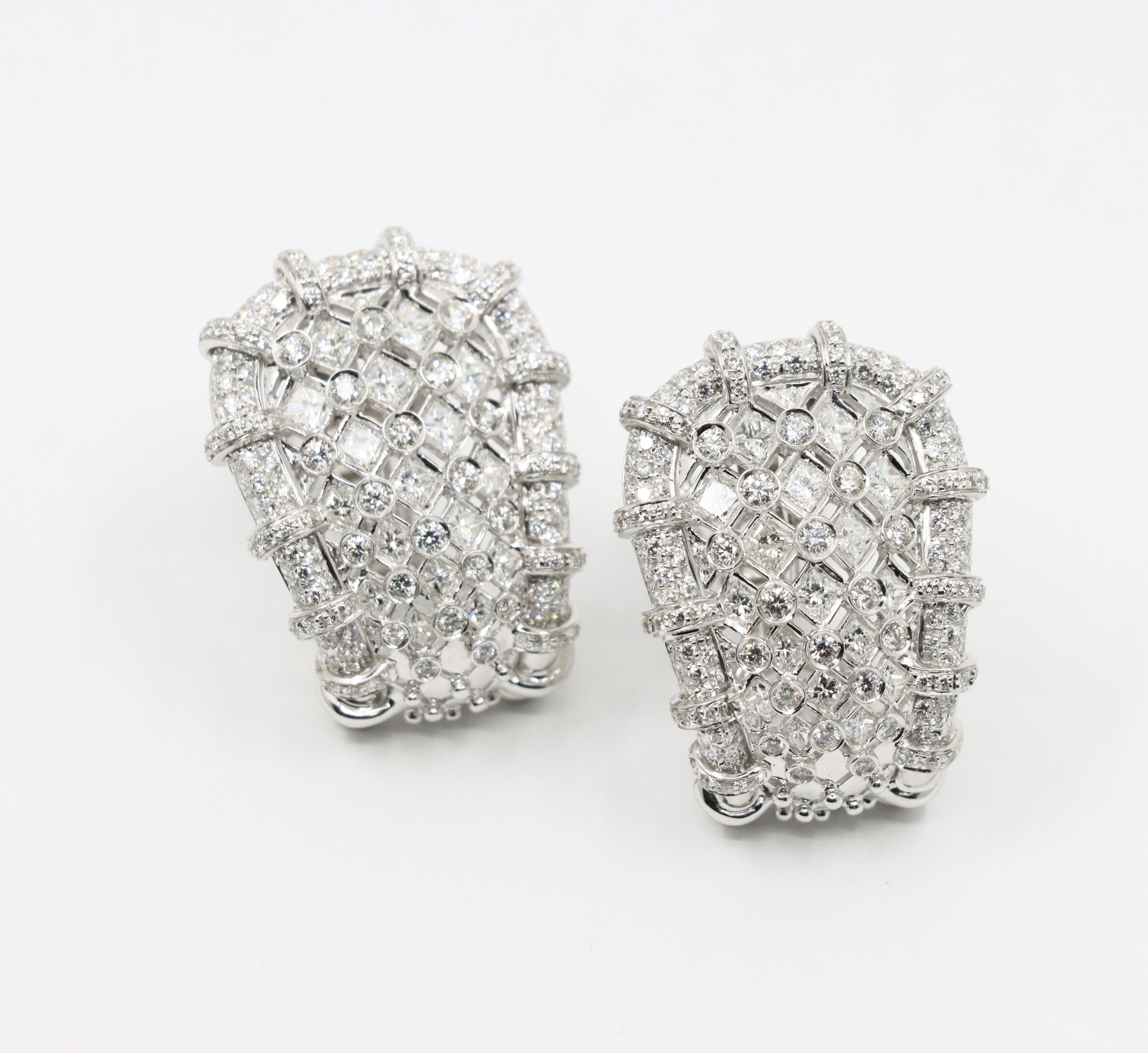 R.C.M Pendientes de Diamantes de Oro Blanco de 18 K Italiano en venta 4