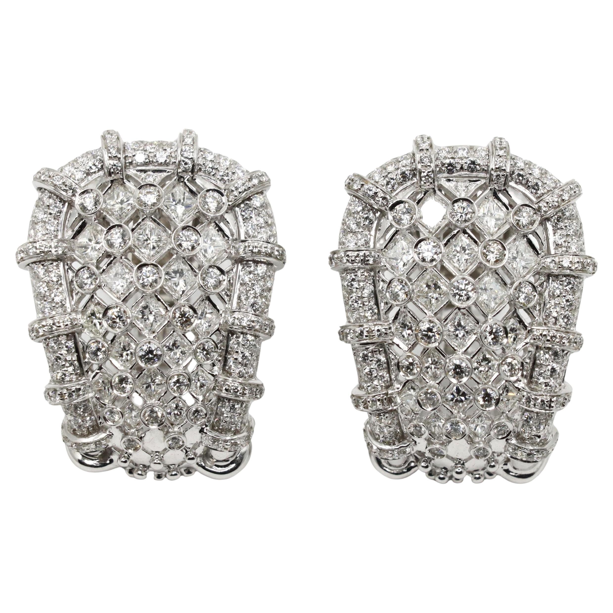 R.C.M Pendientes de Diamantes de Oro Blanco de 18 K Italiano en venta