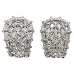 R.C.M 18K White Gold Diamond Earrings Italian