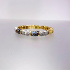 Bracciale in oro 18 carati, zaffiro blu da 4,25 carati e diamante da 2,20 carati di C. I. M.