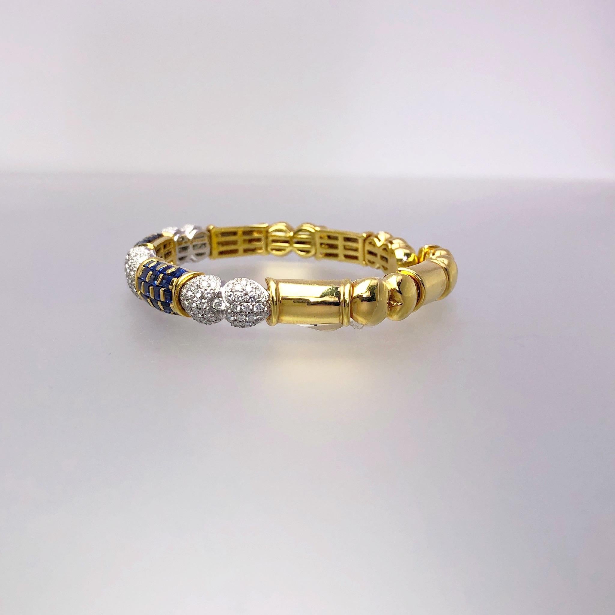 R.C.M. Armband aus 18 Karat Gold, 4,25 Karat blauem Saphir und 2,20 Karat Diamanten (Moderne) im Angebot