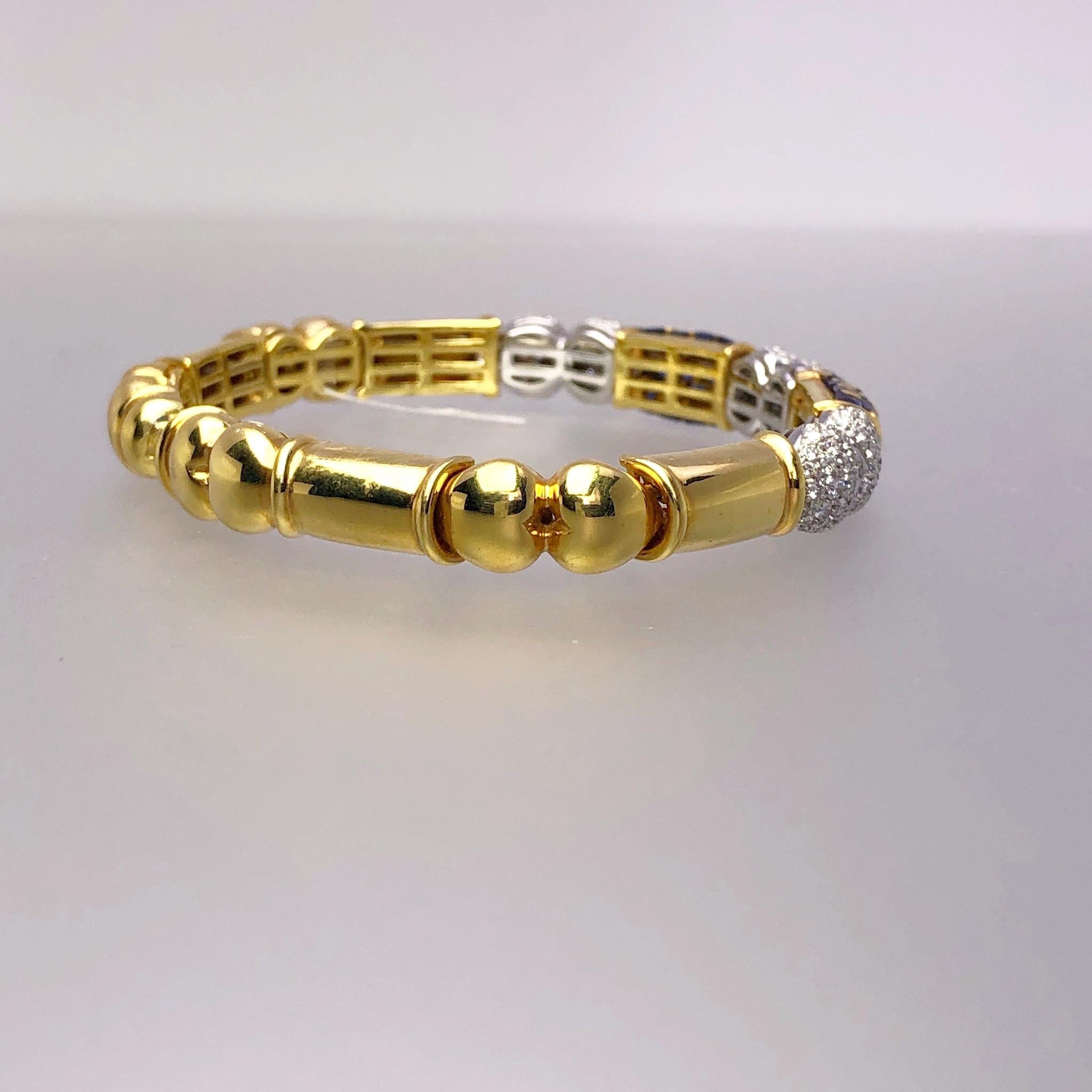 R.C.M. Armband aus 18 Karat Gold, 4,25 Karat blauem Saphir und 2,20 Karat Diamanten im Zustand „Neu“ im Angebot in New York, NY