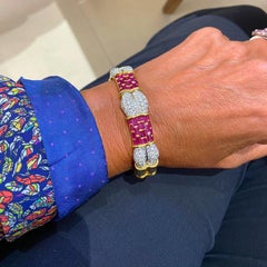 C. I. M. Bracciale in oro giallo 18 carati con rubino e diamanti da 5,75 carati