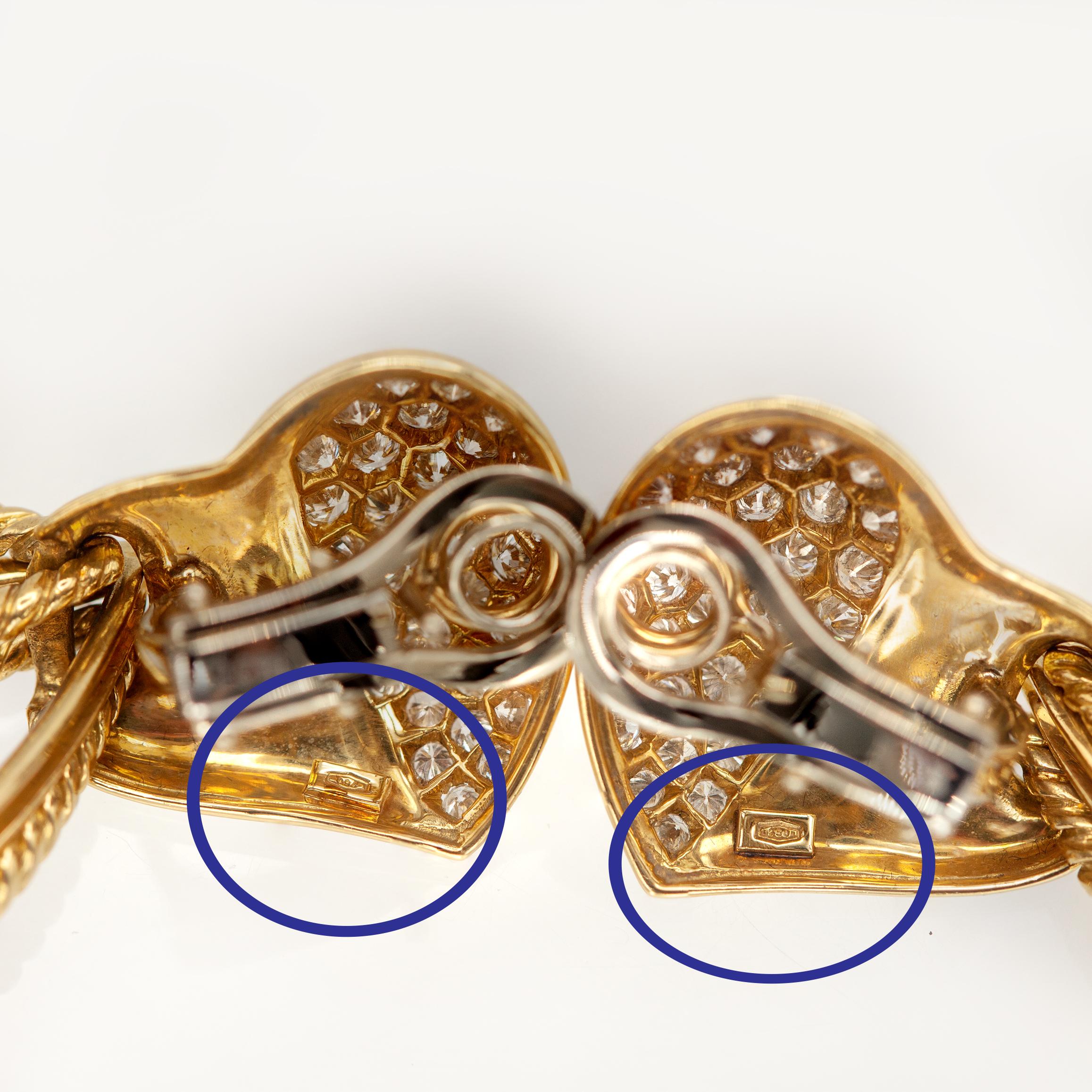 RCM Boucles d'oreilles saphir et diamant en or jaune 18 carats en vente 7
