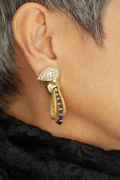 Orecchini RCM Gioielli con zaffiro e diamanti in oro giallo 18 carati