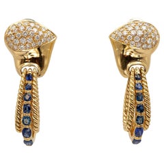 RCM Boucles d'oreilles saphir et diamant en or jaune 18 carats