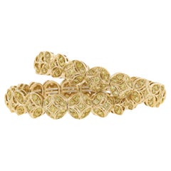 RCM paire de bracelets manchettes souples de fantaisie en or 18 carats avec diamants jaunes de 12 carats certifiés GIA