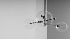 RD15 Three-Arms Chandelier in Brass and Glass, Contemporary by Schwung
