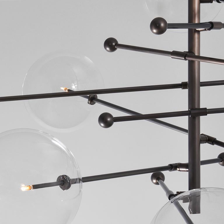 Polish RD15 12 Arms Black Gunmetal Chandelier by Schwung For Sale