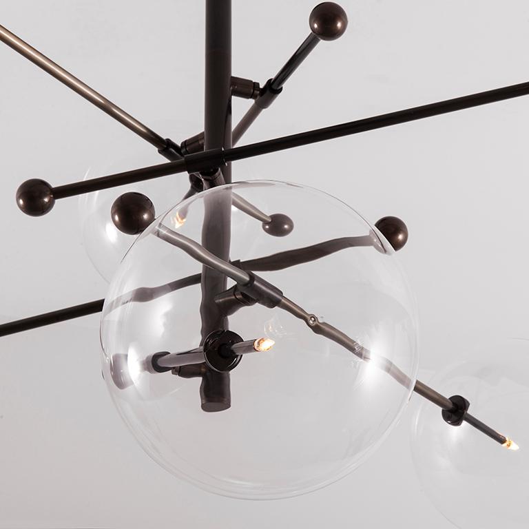 Contemporary RD15 12 Arms Black Gunmetal Chandelier by Schwung For Sale