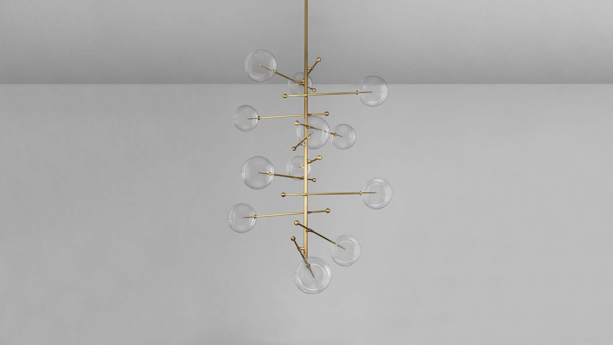Brass RD15 12 Arms Chandelier For Sale