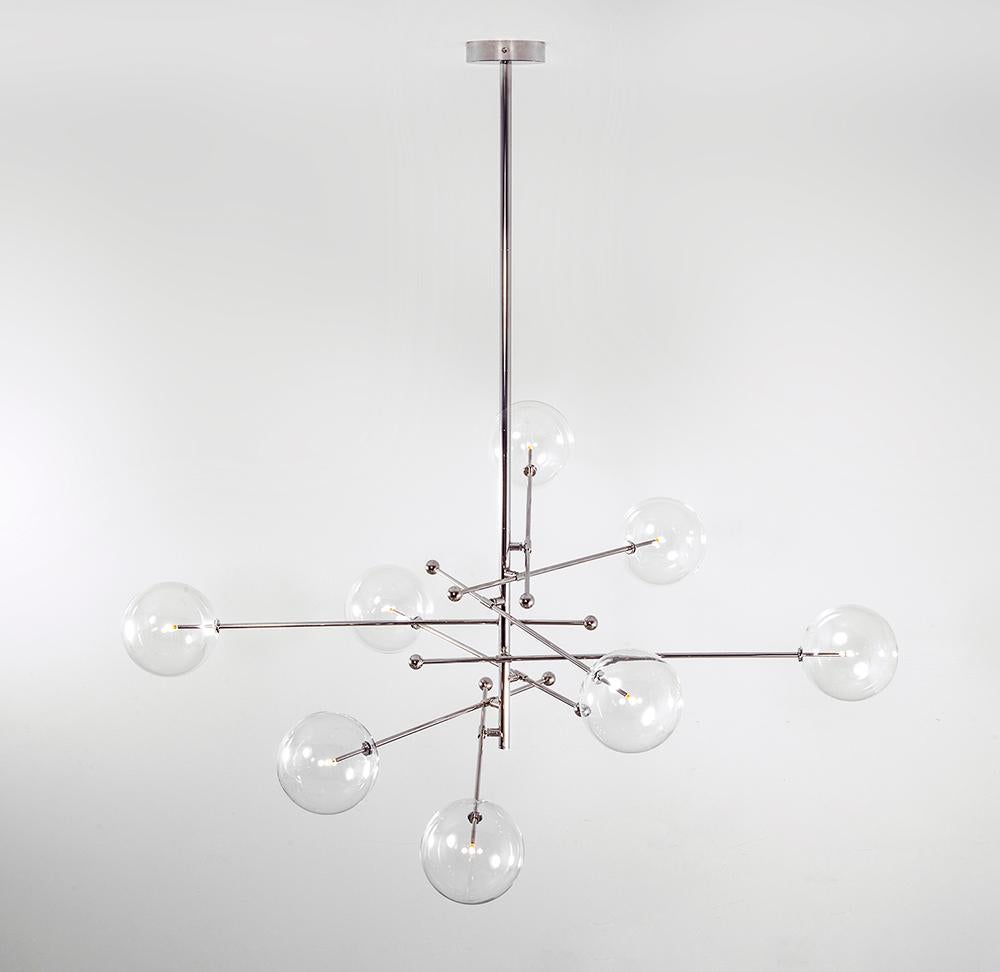 Contemporary RD15 12 Arms Polished Nickel Chandelier by Schwung For Sale