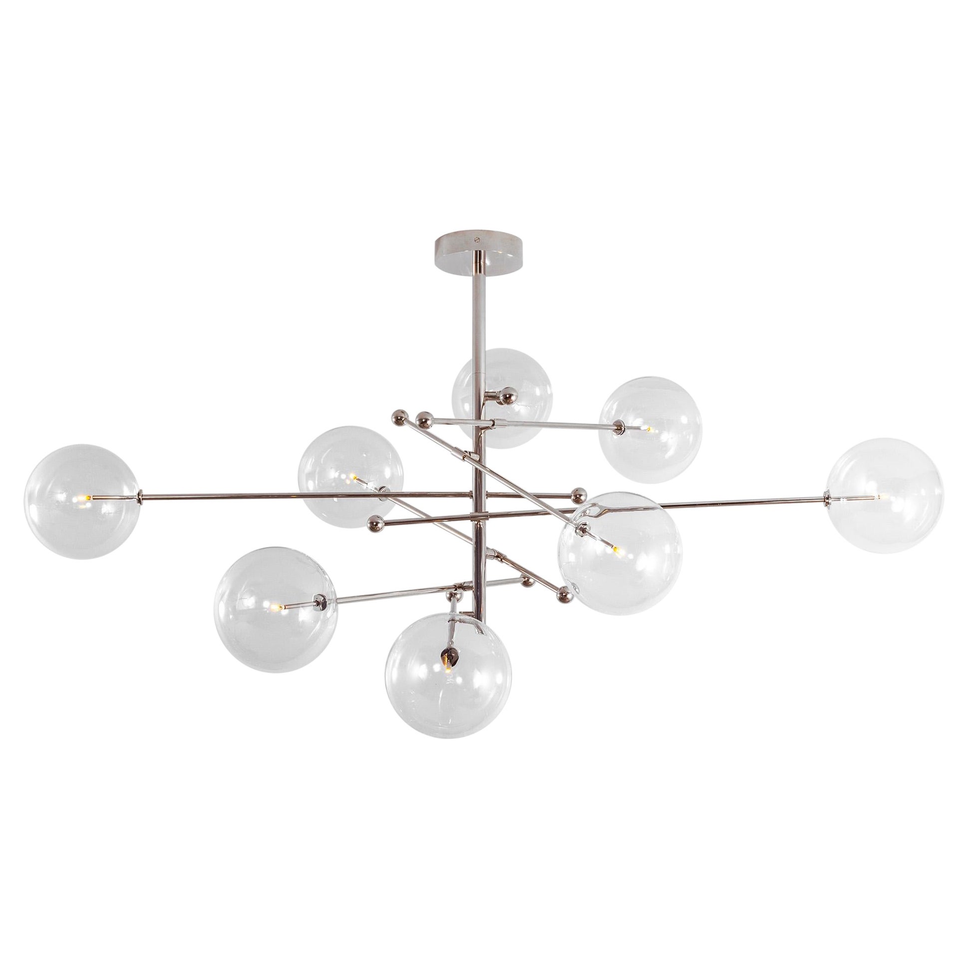 Lampadario RD15 a 12 bracci in nichel lucido di Schwung