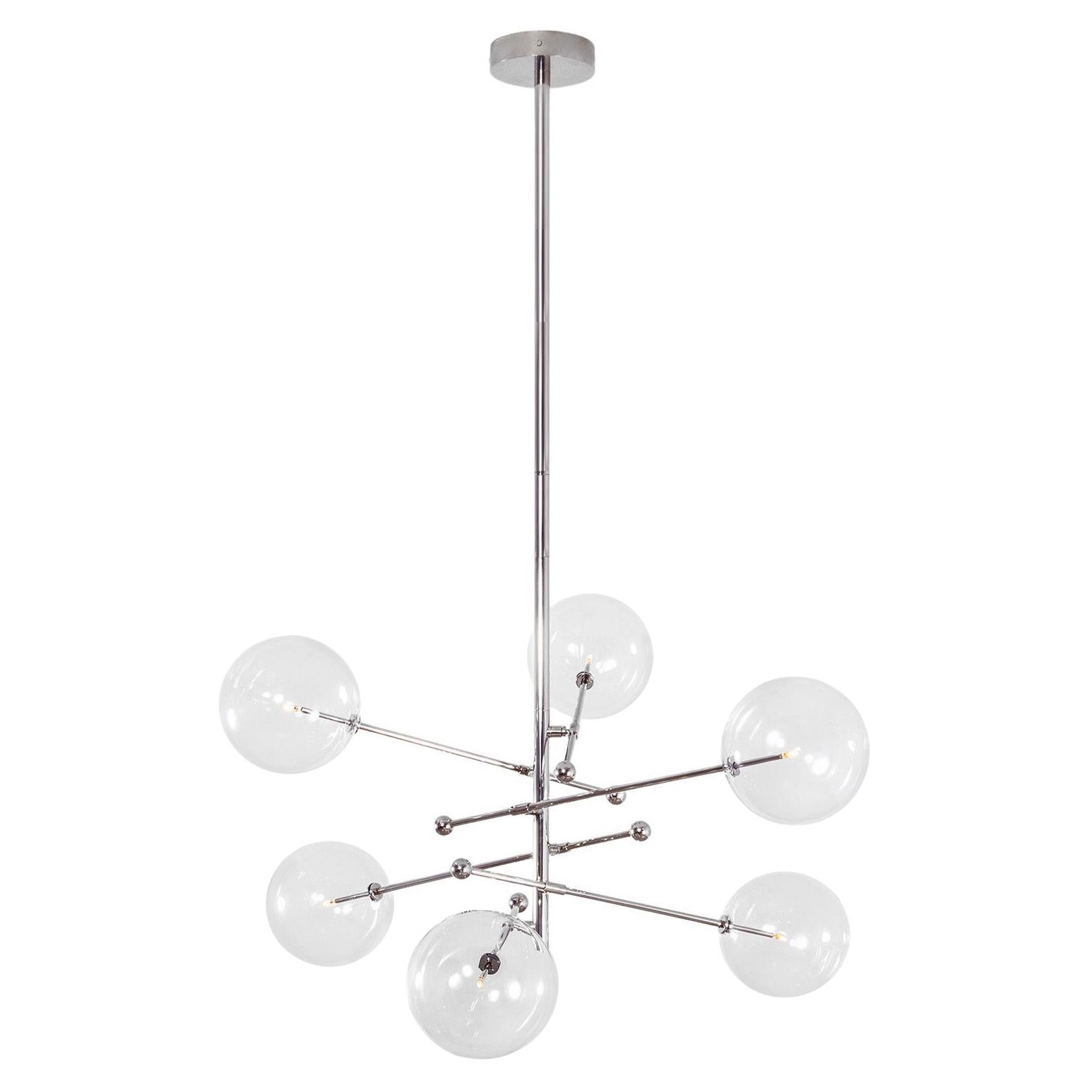 Lampadario RD15 a 6 bracci in nichel lucido di Schwung