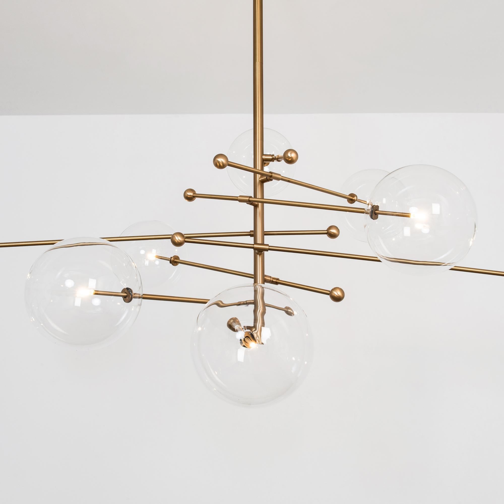 Brass RD15 8 Arms Chandelier by Schwung For Sale