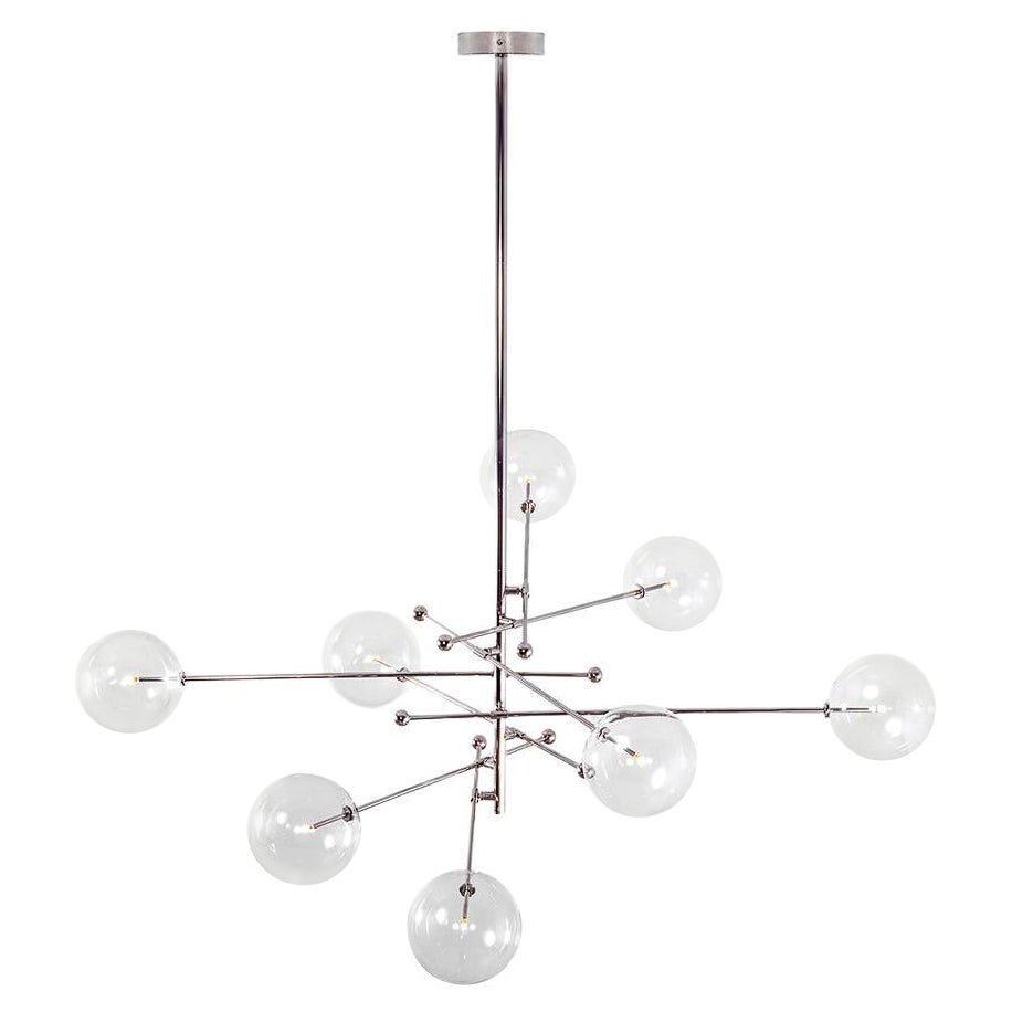 Lampadario RD15 a 8 bracci in nichel lucido di Schwung