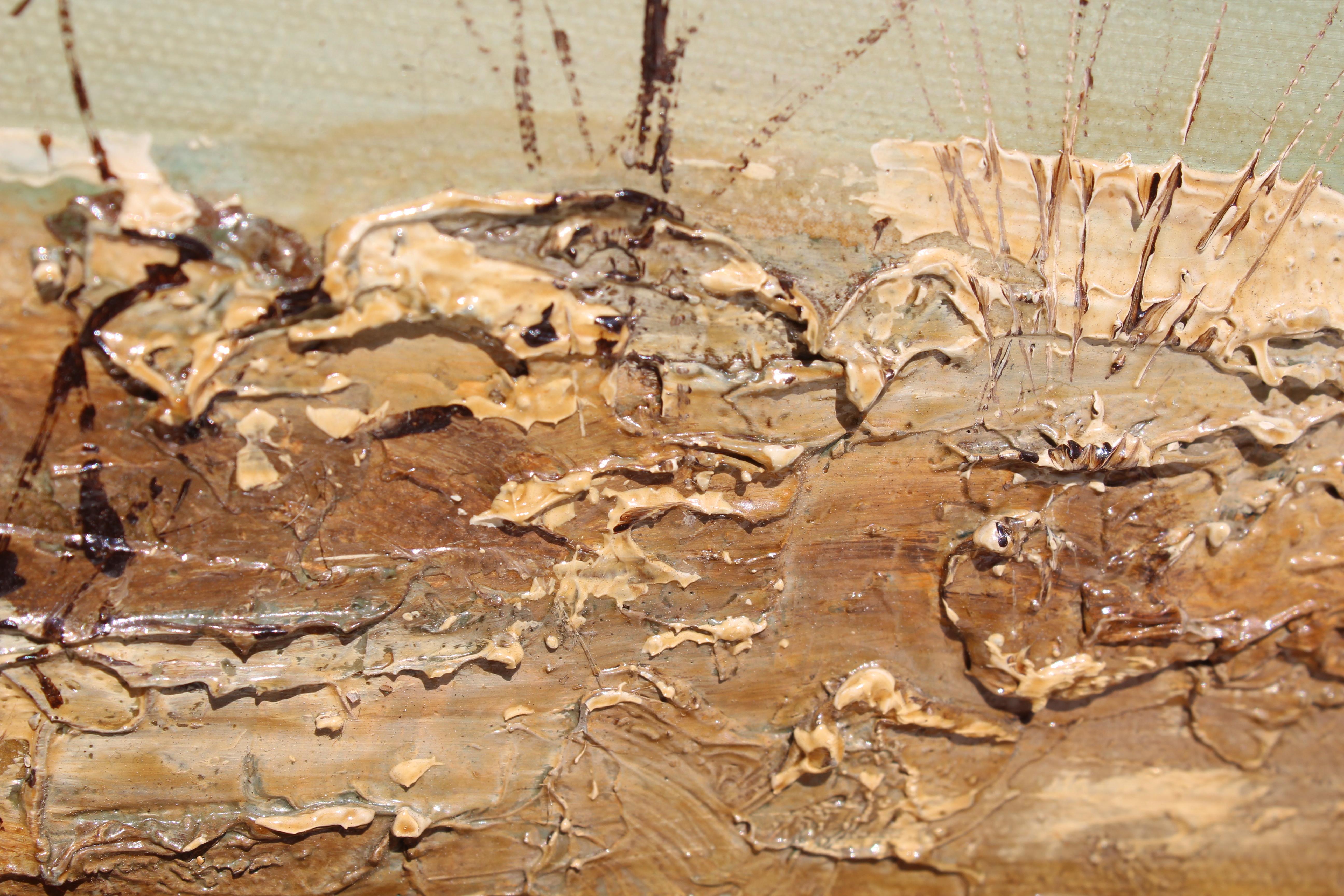 Vintage-Ölgemälde auf Leinwand, ländliche Landschaft, signiert R.David, gerahmt im Angebot 10