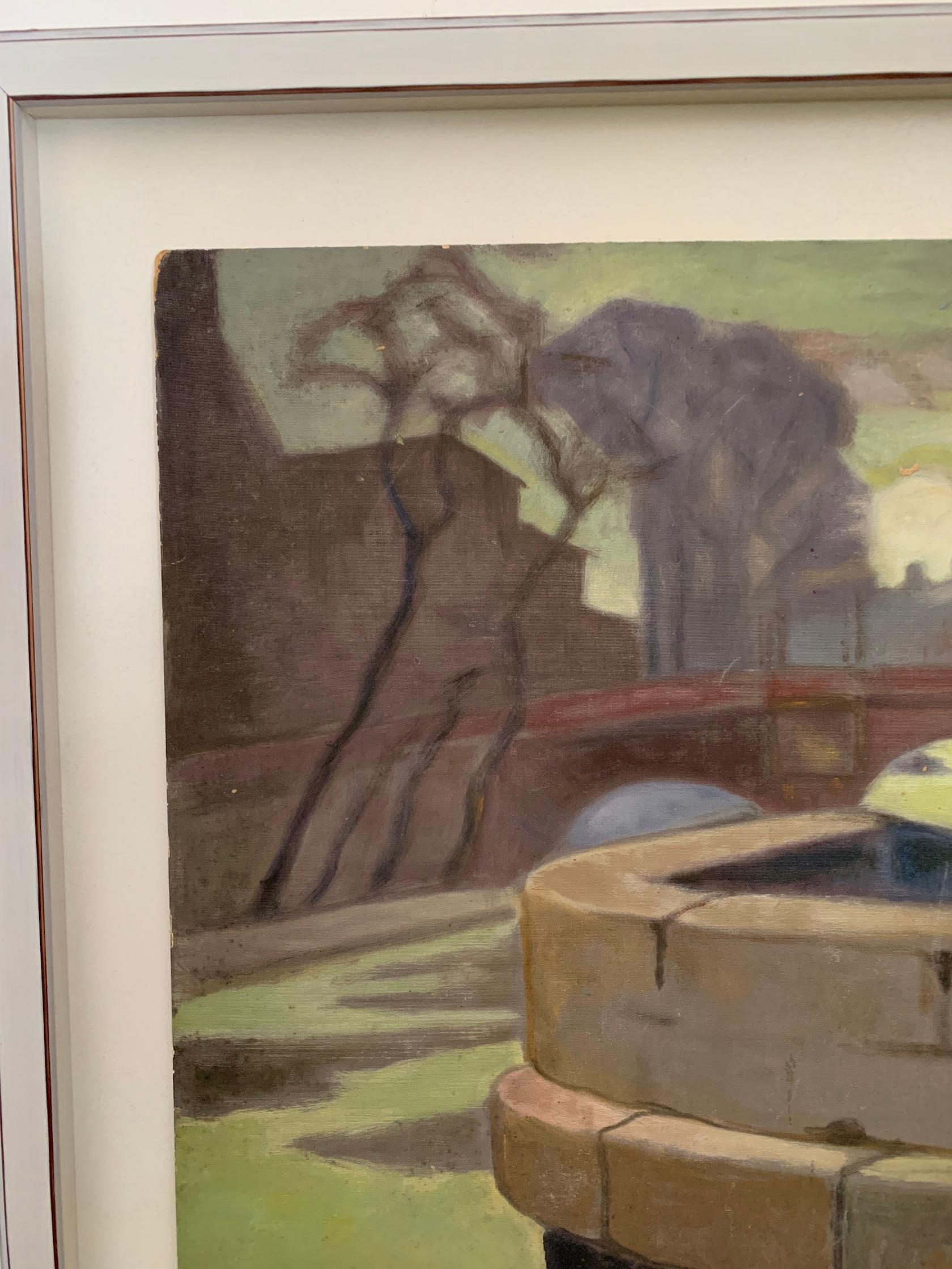 Französischer Impressionist aus der Mitte des Jahrhunderts, am Ufer des Flusses Seine in Paris (Impressionismus), Painting, von R.Debray
