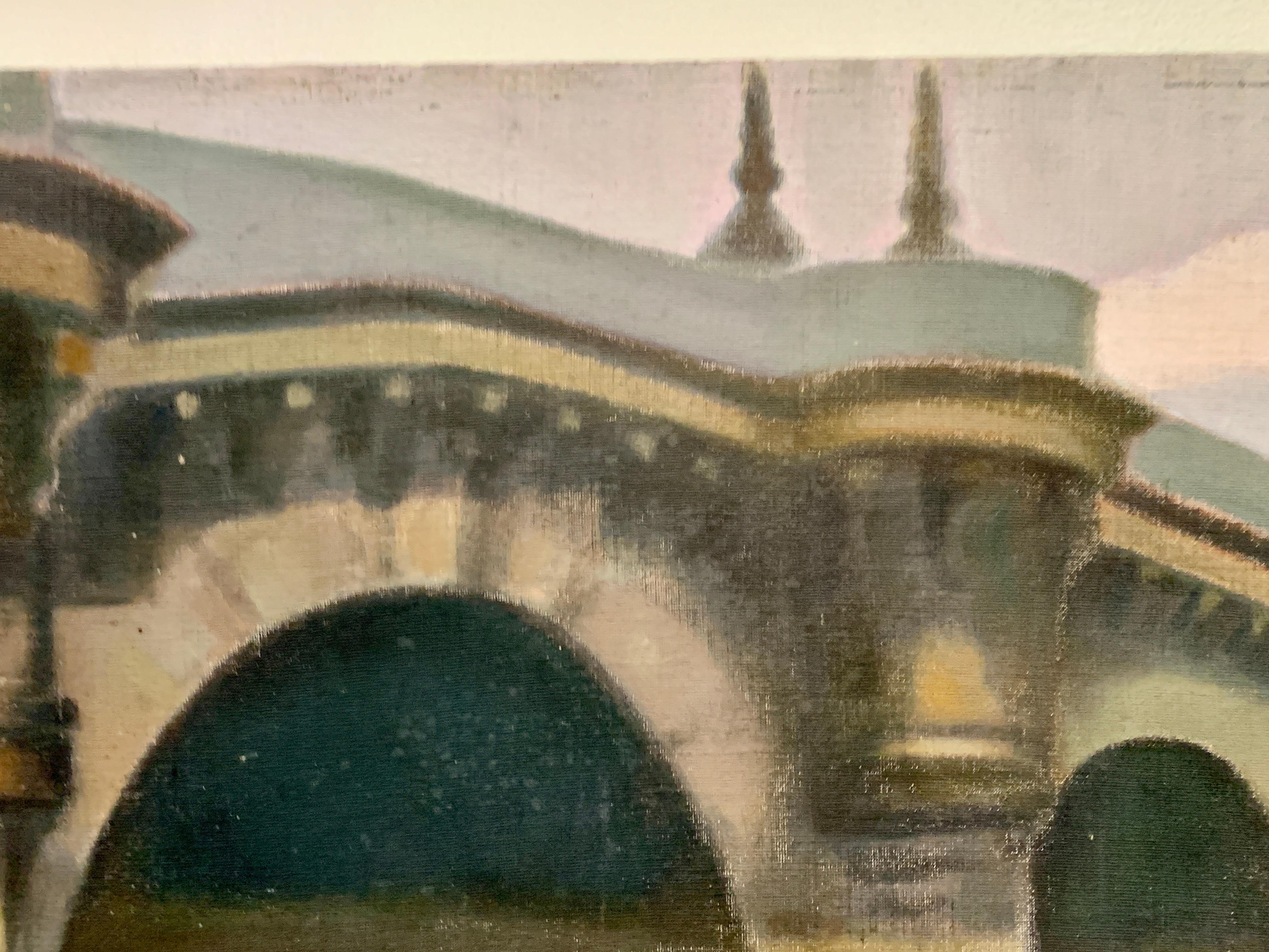 Mid 20th century Impressionist,  A Bridge on the Seine in Paris, Le Pony Neuf For Sale 1