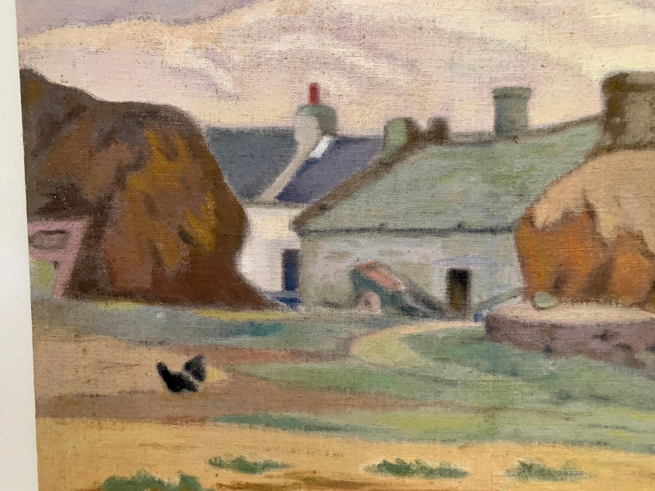 Impressionistische, französische Landschaft aus der Mitte des 20. Jahrhunderts mit Landhaus im Angebot 3