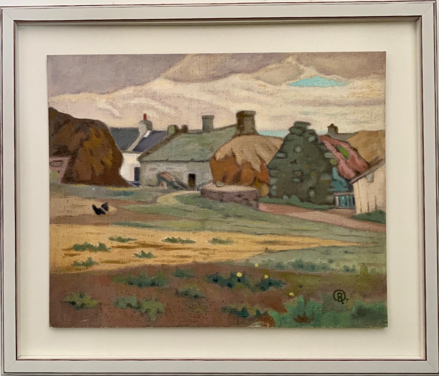 Figurative Painting di R.Debray - Impressionista della metà del XX secolo, paesaggio francese con cottage
