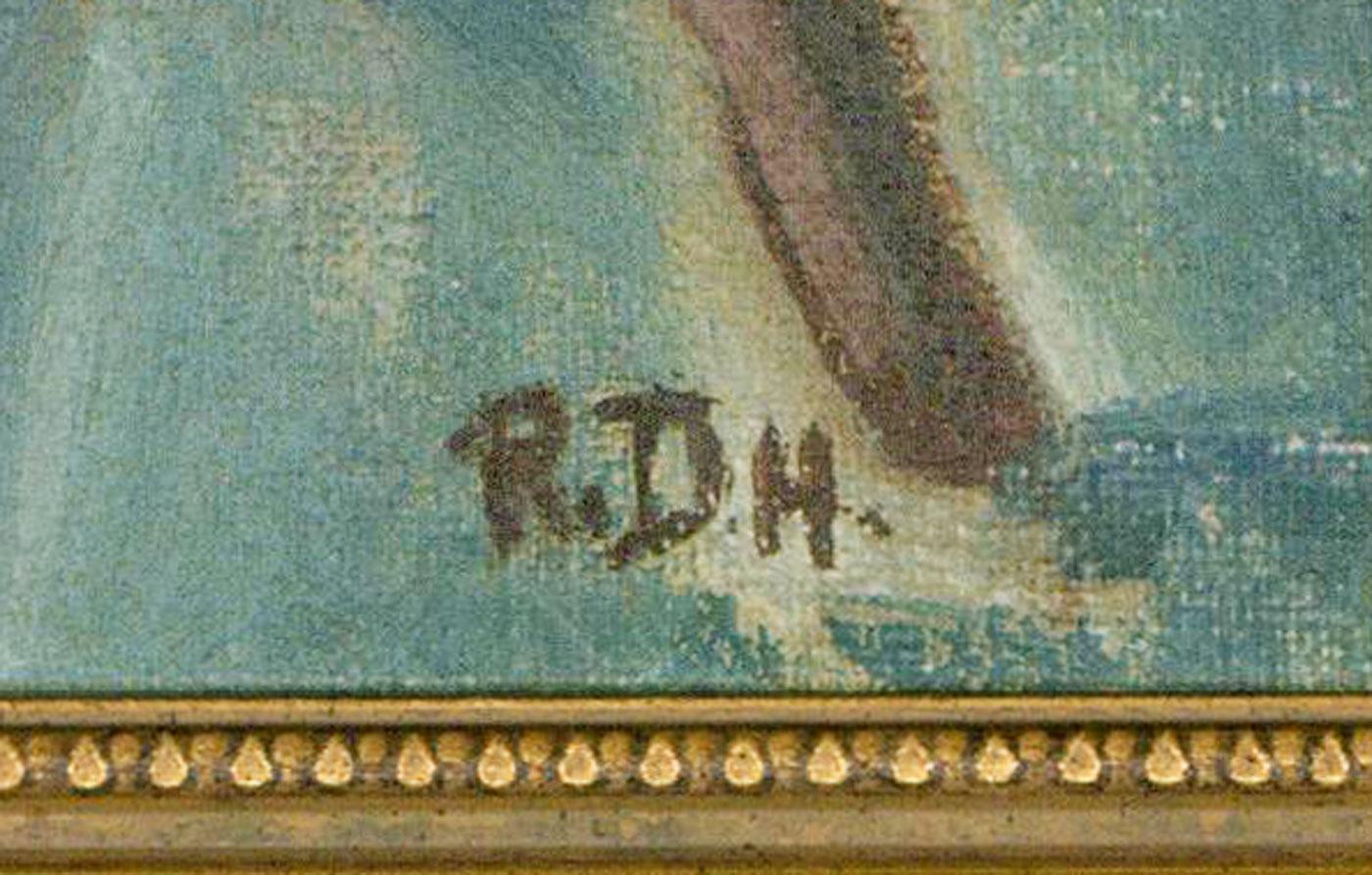 R.D.H - Olio del XX secolo incorniciato, Ritratto della signora R Harland in vendita 3