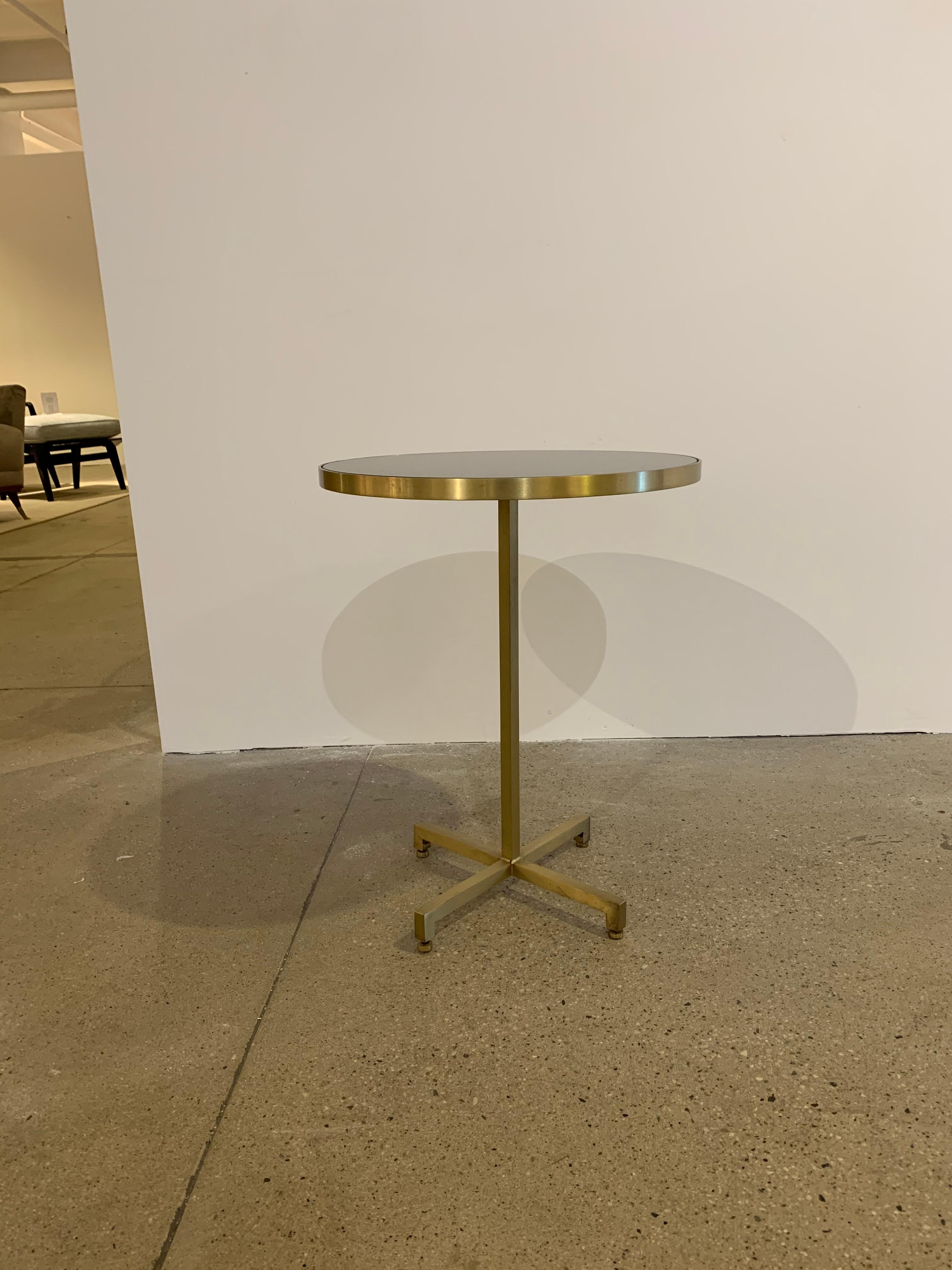 Re: 205 Brass Side Table with Black Mirror Glass In Good Condition In New York, NY