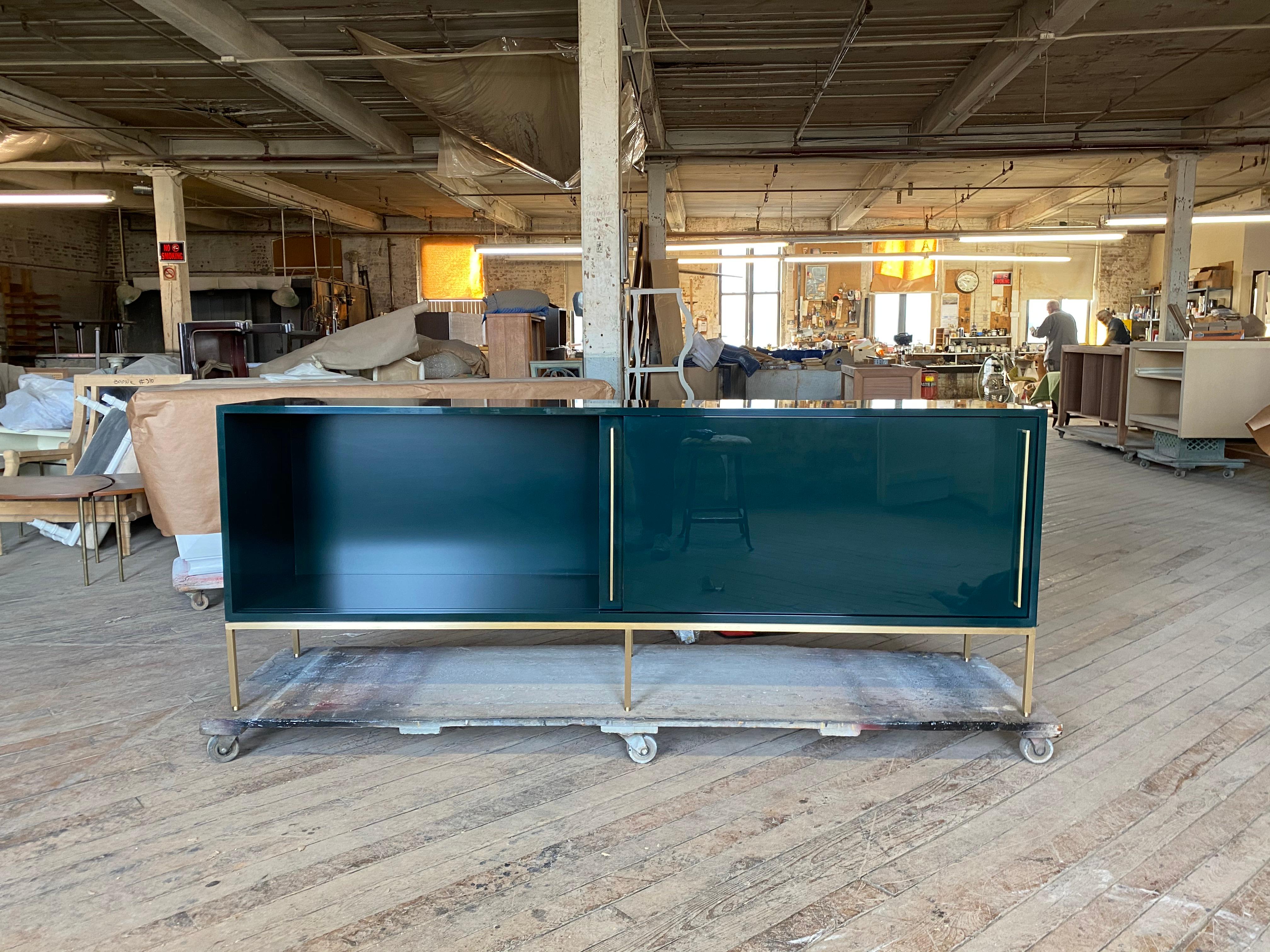 re: 379 Lacquered Credenza on Brass Base For Sale 1