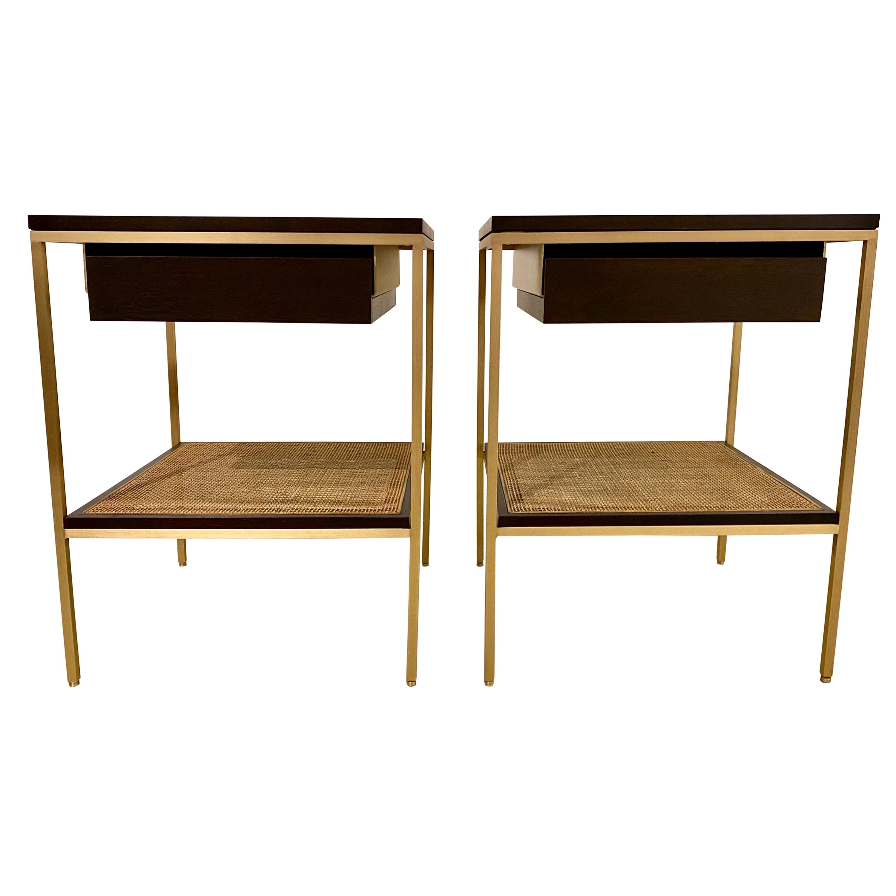 Corbu Bedside Table by DeMuro Das in Charcoal Carta and Solid Walnut