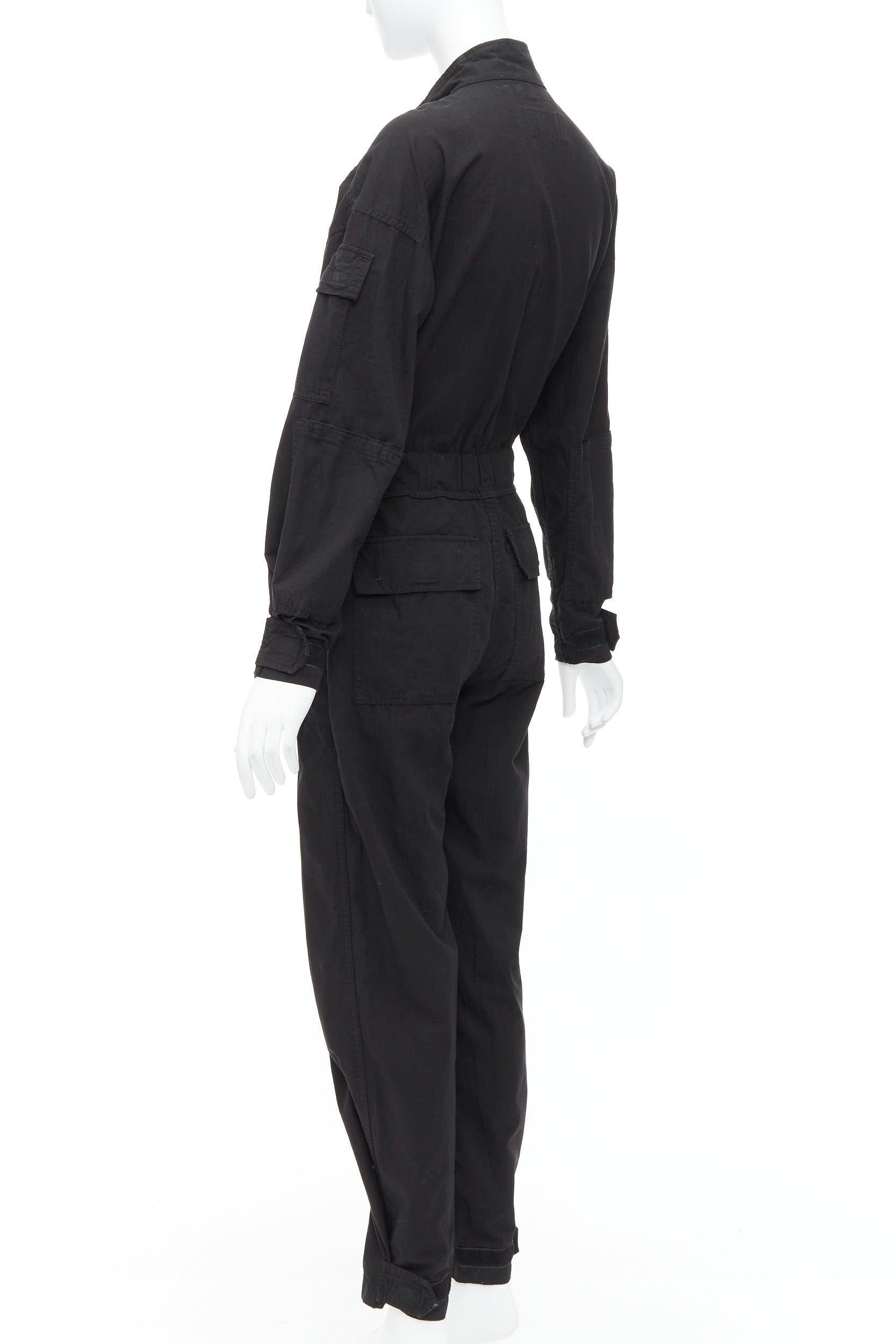 RE/DONE black cotton silver zip magic tape pocketed jumpsuit boiler suit XS For Sale 1