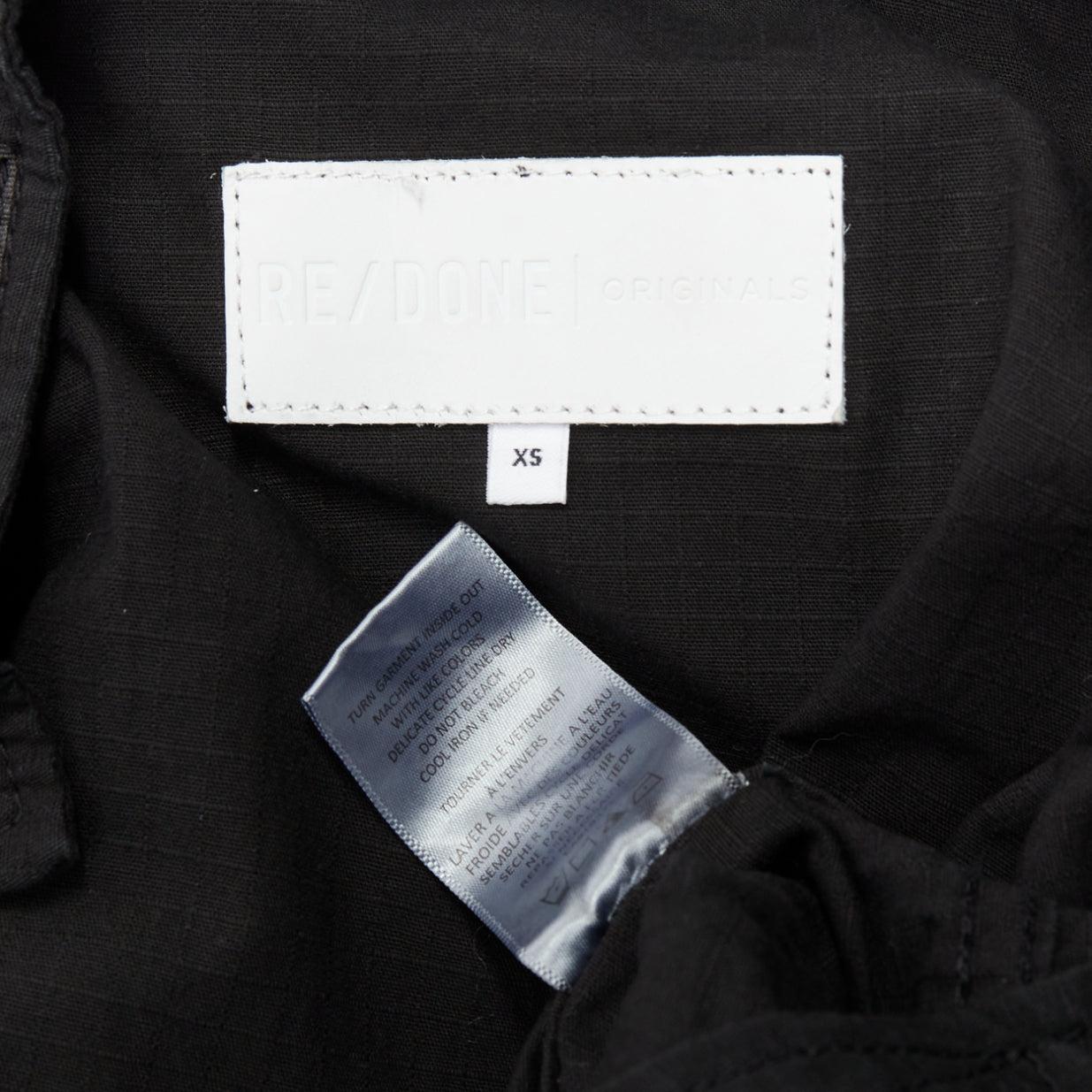 RE/DONE black cotton silver zip magic tape pocketed jumpsuit boiler suit XS For Sale 3