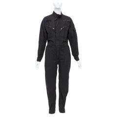 RE/DONE black cotton silver zip magic tape pocketed jumpsuit boiler suit XS