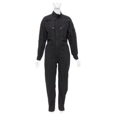 RE/DONE black cotton silver zip magic tape pocketed jumpsuit boiler suit XS