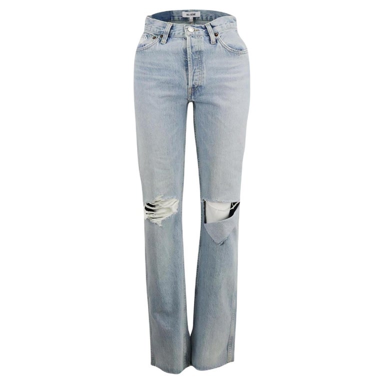 PAIGE Women's High Rise Straight Leg Jeans - Mel Destroyed For Hourglass Figure, Denim Pants