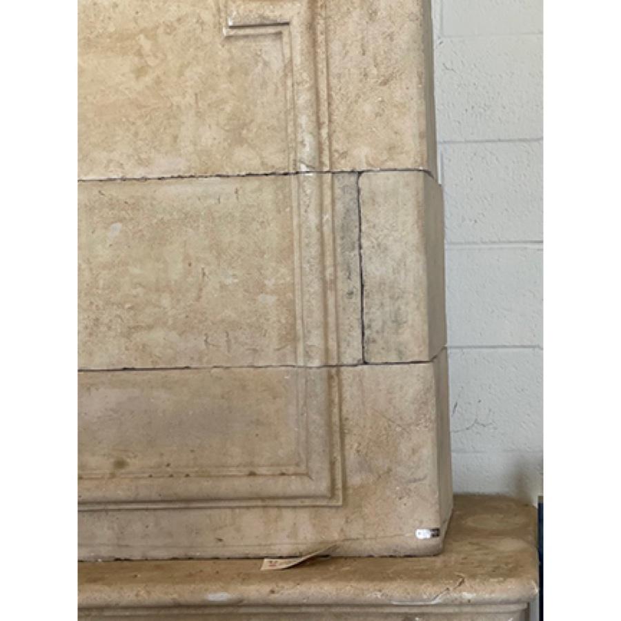 Re-Edition French Limestone Fireplace with Trumeau For Sale 8