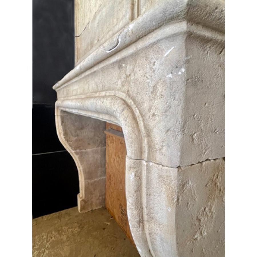 Re-Edition French Limestone Fireplace with Trumeau For Sale 1