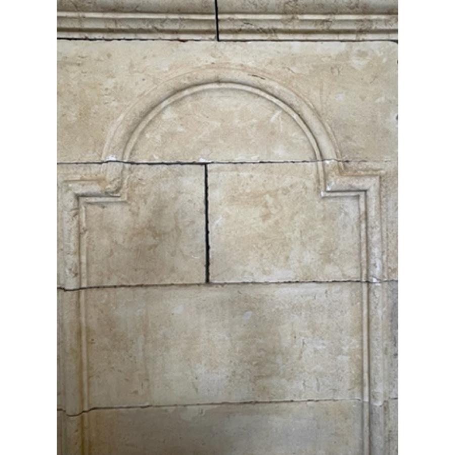 Re-Edition French Limestone Fireplace with Trumeau For Sale 2