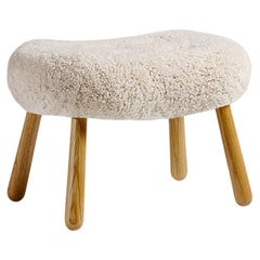 Re-edition of Arnold Madsen Sheepskin Clam ottoman by Dagmar