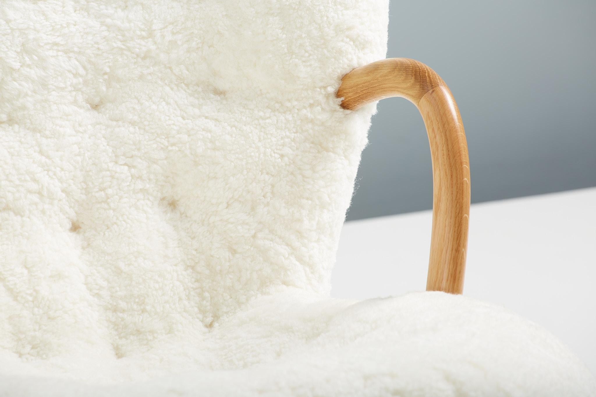 Scandinavian Modern Re-Edition Sheepskin Clam Chair by Arnold Madsen