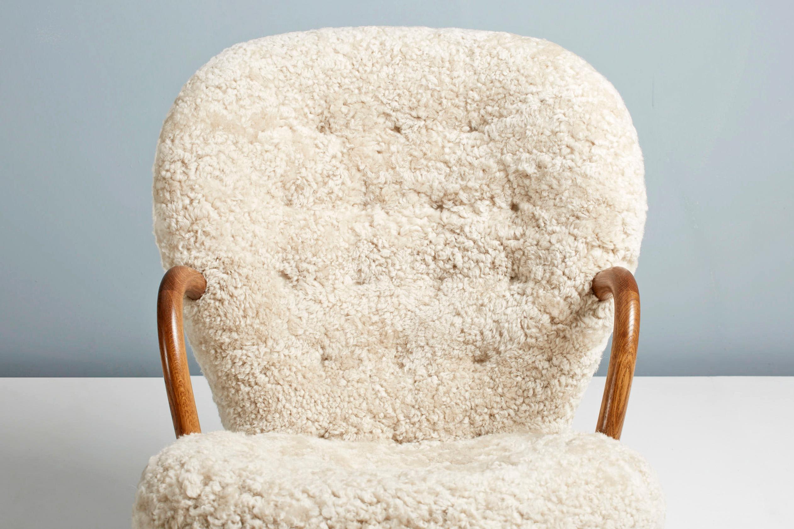 Contemporary Clam Chair in Sheepskin by Arnold Madsen - New Edition For Sale