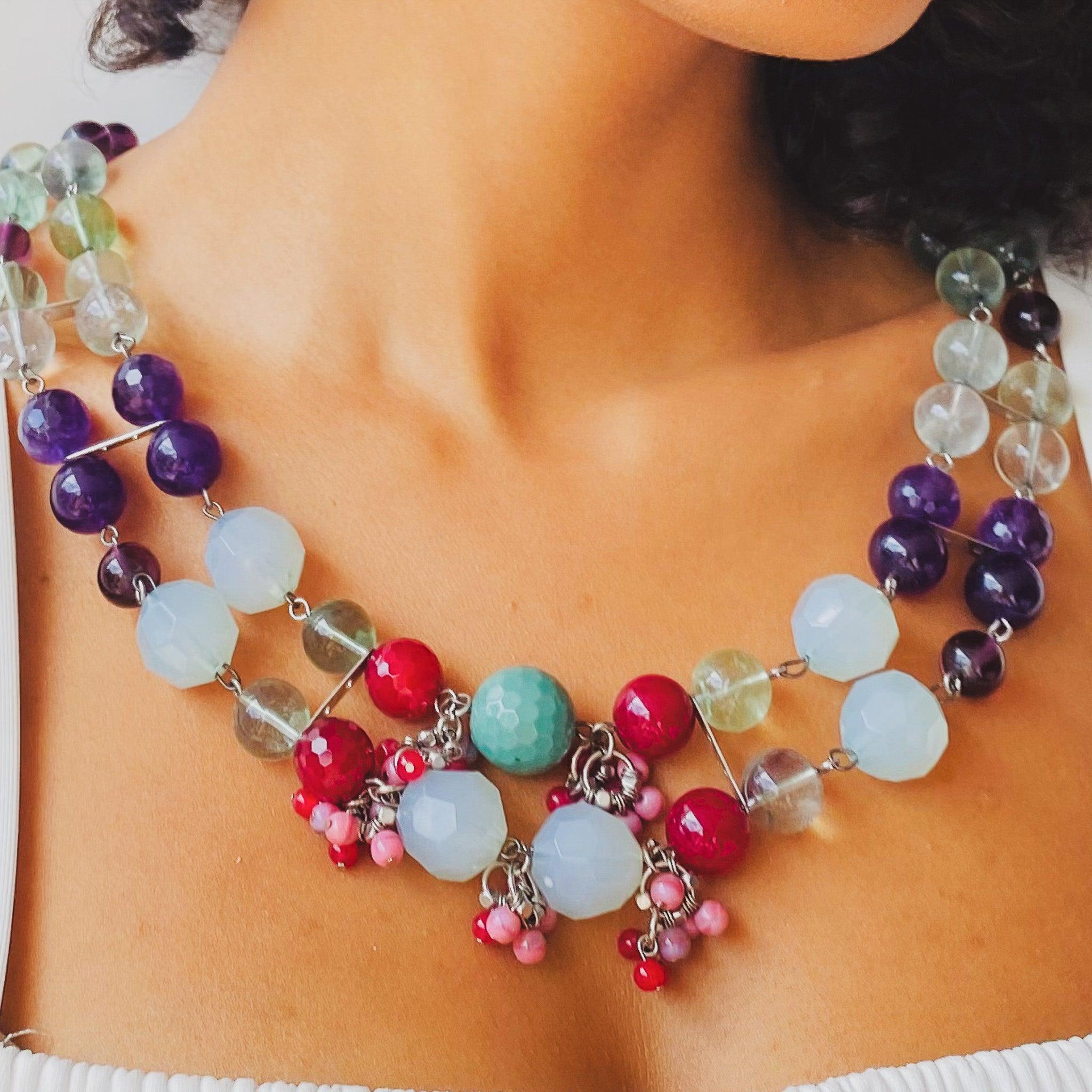 Re-engineered Vintage Beaded Necklace, 1980s

Beautiful vintage Venetian glass beads rescued from a neglected necklace and transformed into this incredible statement piece!

We have a no-waste policy when it comes to vintage jewellery. From broken