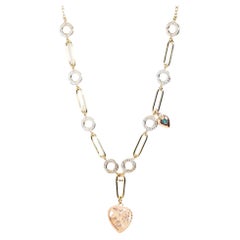 Re-invented Vintage Dual Heart Diamond Necklace 9 Carat Yellow Gold
