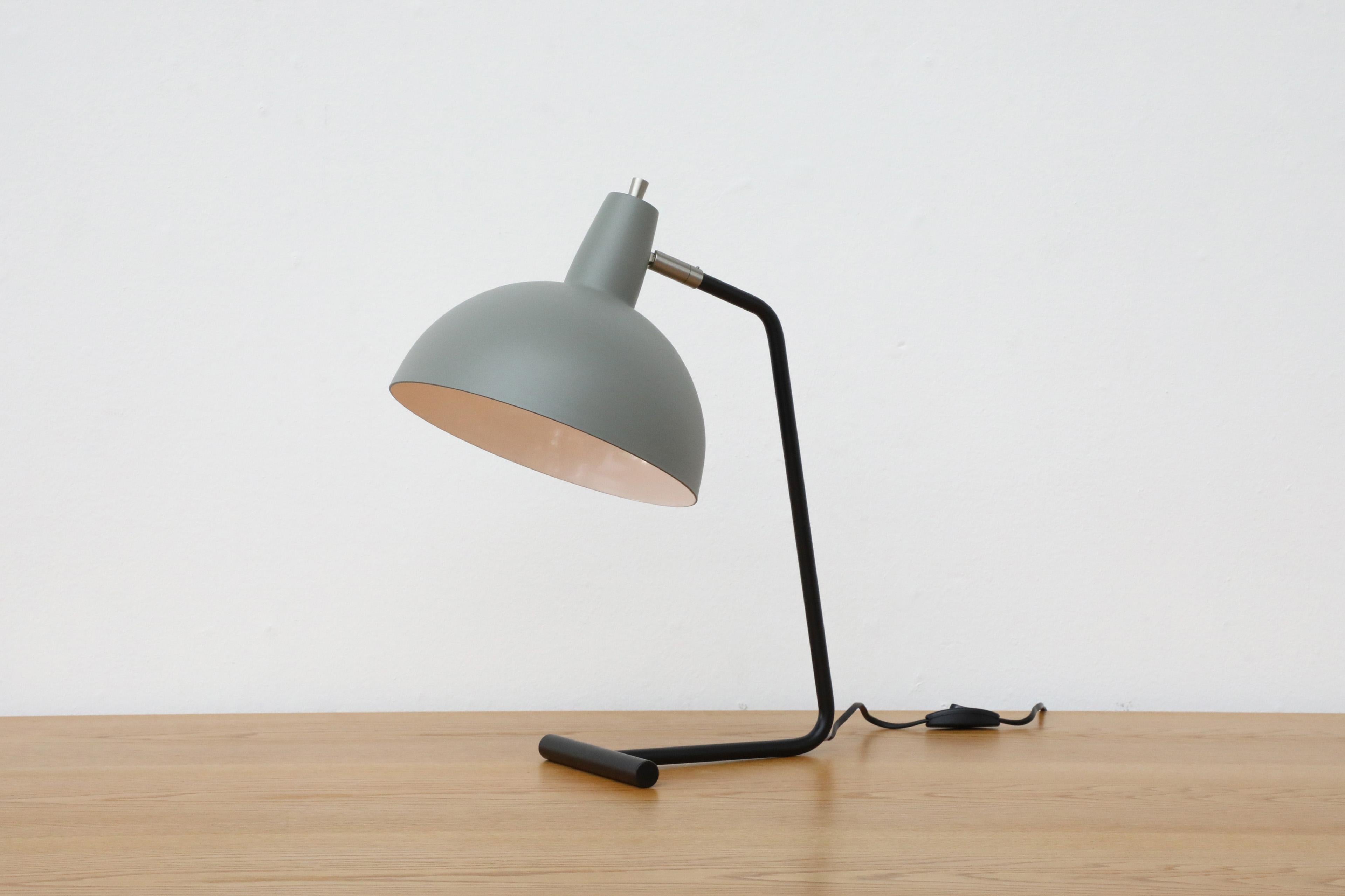 Enameled Re-issue Anvia No. 1501 'The Director' Table Lamp in Grey with Dome Shade For Sale