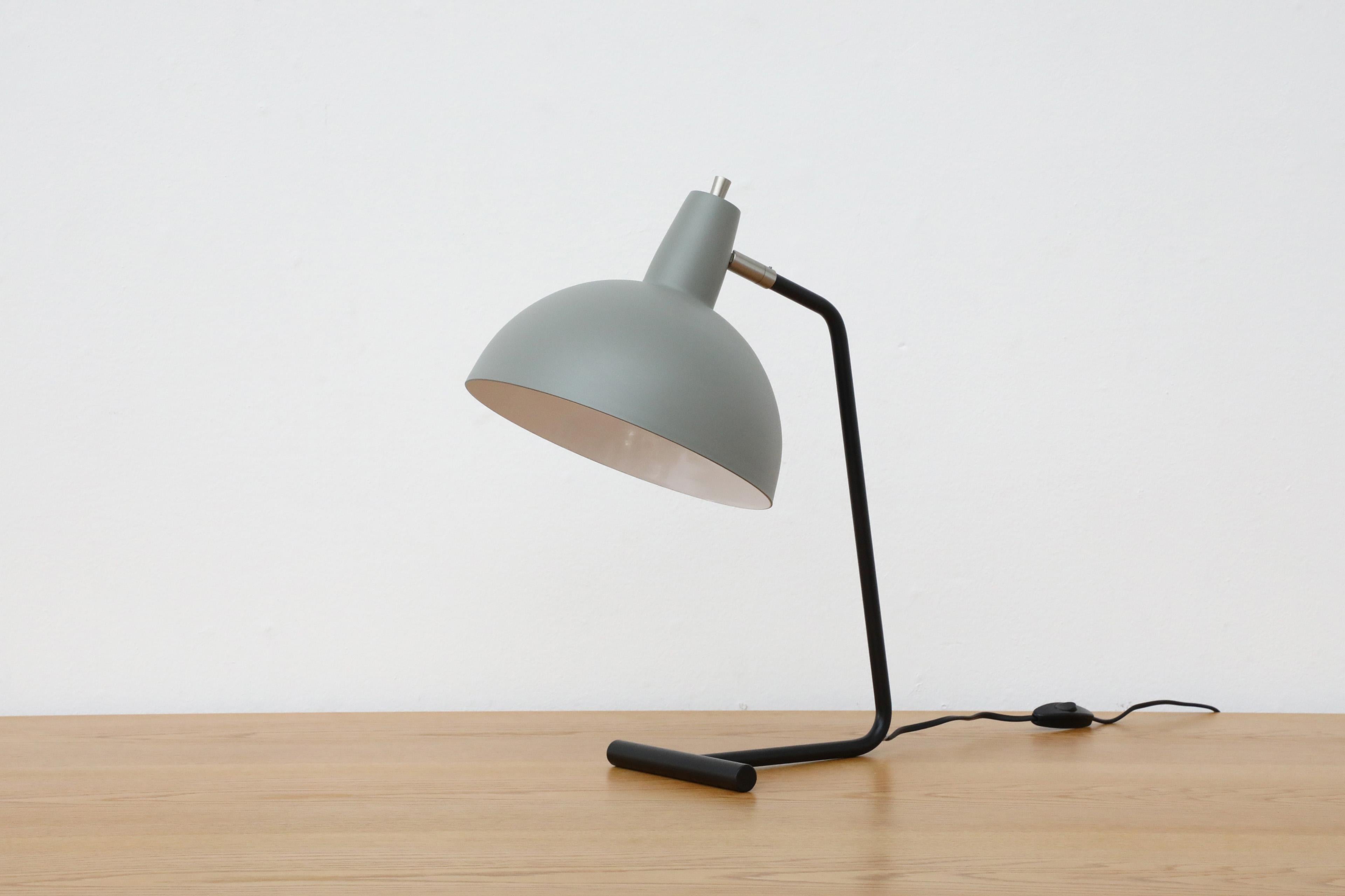 Metal Re-issue Anvia No. 1501 'The Director' Table Lamp in Grey with Dome Shade For Sale
