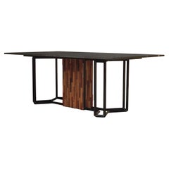 Re-issue of IDEA Metal Wood Slat and Marble Table